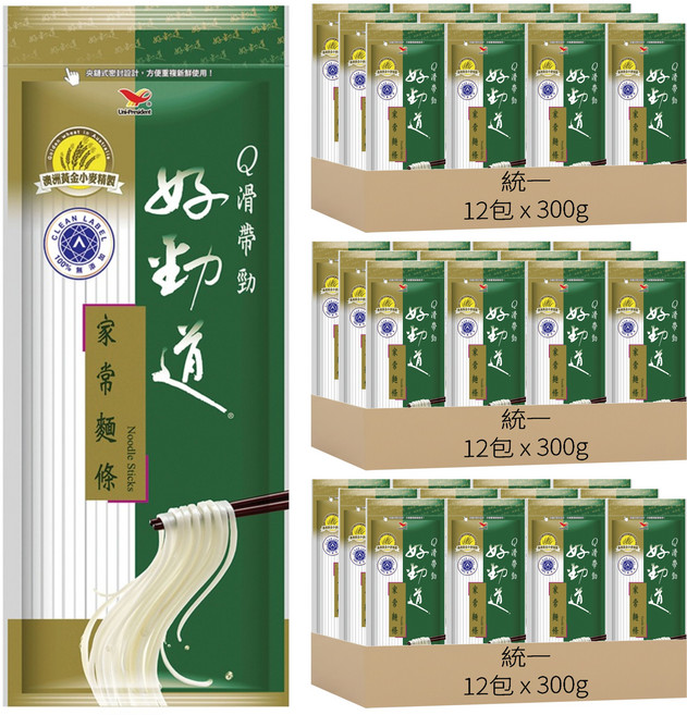 統一 好勁道 家常麵條, 300g, 36包