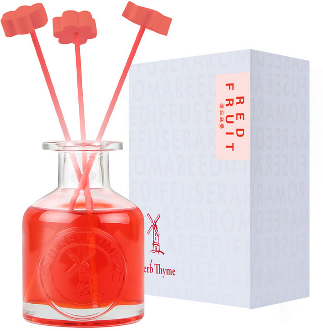 허브타임 리드 디퓨저 130ml + 플라워 석고 랜덤발송 4p + 섬유스틱 5p 선물세트, 레드프룻, 1개