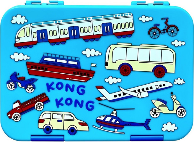 콩콩 미니 그래픽 1단 도시락, 스카이블루, 1개