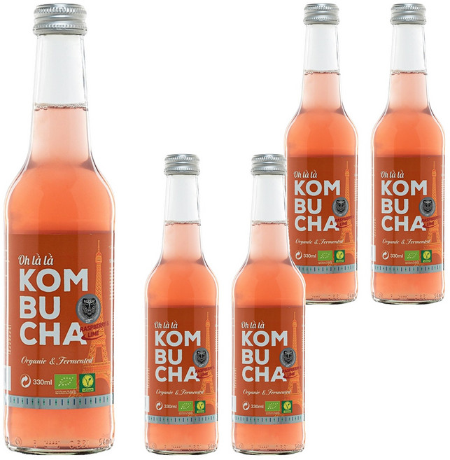 오라라 유기농 콤부차 라즈베리 앤 라임, 5개, 330ml