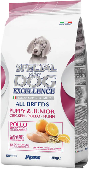 LECHAT EXCELLENCE 卓越 幼母犬天然呵護配方狗飼料, 1個, 1.5kg, 雞肉 + 甜橙