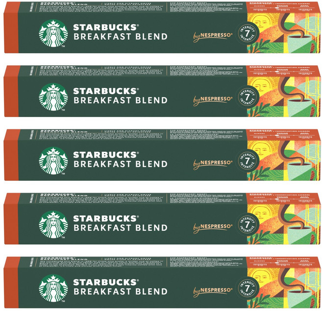 STARBUCKS 星巴克 NESPRESSO 早餐綜合咖啡膠囊, 5.6g, 10顆, 5盒