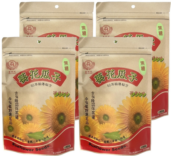翁財記 葵花瓜子 焦糖, 200g, 4包