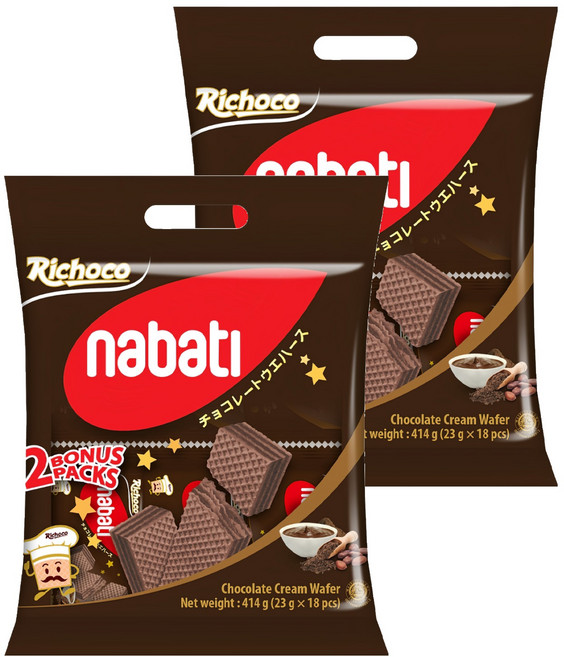 Richoco 麗巧克 nabati 巧克力威化餅, 414g, 2袋