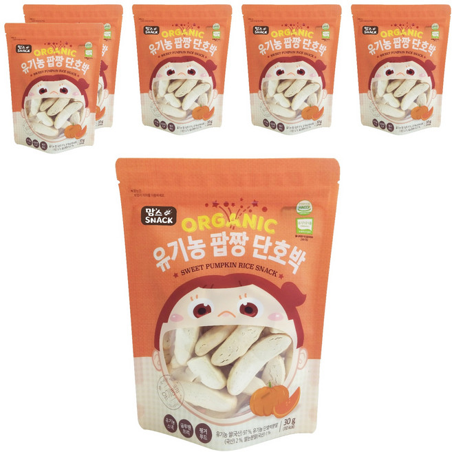 맘스스낵 유기농 팝짱 단호박, 단호박맛, 30g, 6개