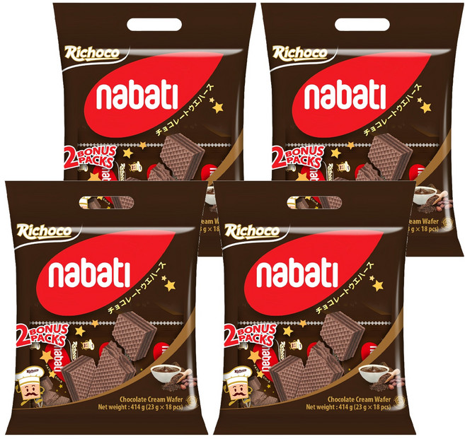 Richoco 麗巧克 nabati 巧克力威化餅, 414g, 4袋