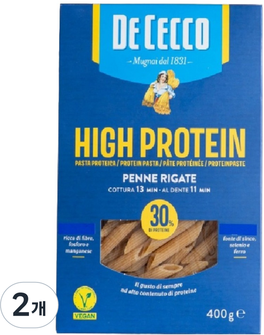 DE CECCO 得科 高蛋白筆管麵, 400g, 2個