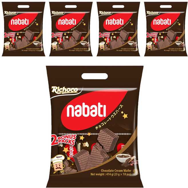 Richoco 麗巧克 nabati 巧克力威化餅, 414g, 5袋