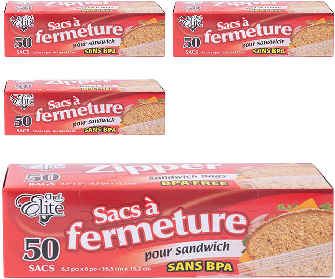Chef Elite 食品保鮮夾鏈袋, 17 x 16.5cm, 50個, 4盒