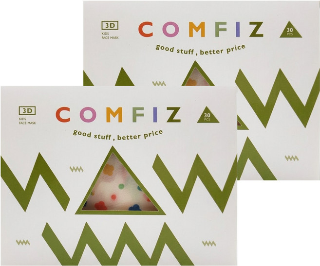 COMFIZ 康菲 大童3D立體醫療口罩 13 x 10cm 適齡7~12歲, 30片, 2盒, 花花草草