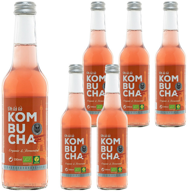 오라라 유기농 콤부차 라즈베리 앤 라임, 6개, 330ml