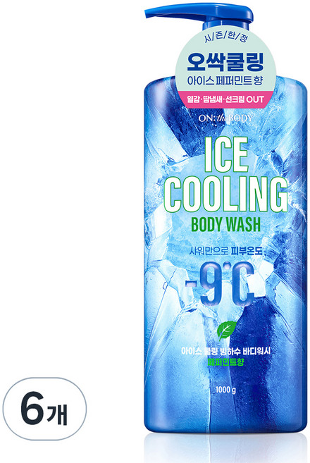 온더바디 아이스 쿨링 빙하수 바디워시 페퍼민트향, 943ml, 6개