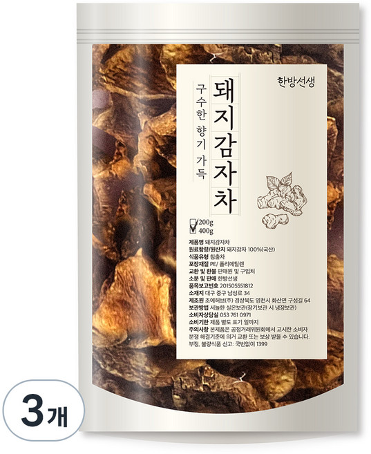 한방선생 볶은 돼지감자차, 400g, 3개