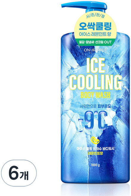 온더바디 아이스 쿨링 빙하수 바디워시 레몬민트향, 943ml, 6개