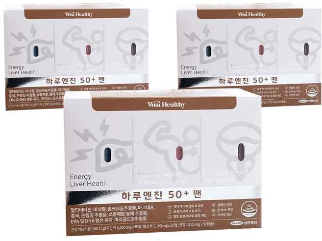 위시헬씨 하루엔진 50+ 맨 멀티비타민, 30회분, 3개 - 쿠팡