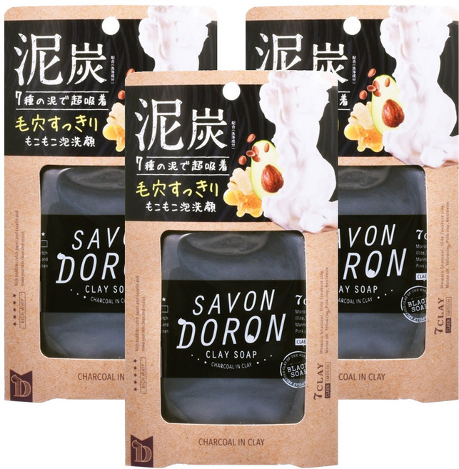 COSMETEX ROLAND SAVON DORON 泡沫洗面乳泥炭, 110g, 3瓶