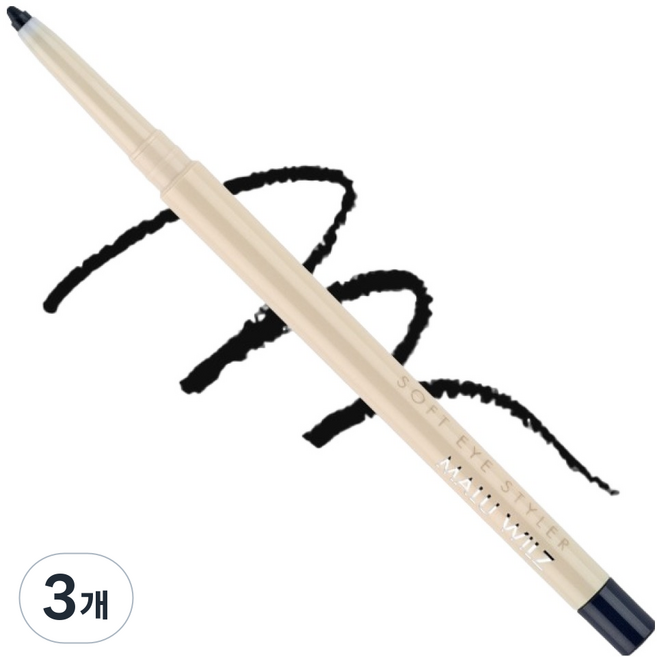MALU WILZ 柔滑塑型眼線筆 0.35g, 02 烏鴉黑, 3個