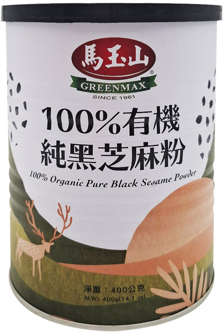 馬玉山 有機純黑芝麻粉, 400g, 1罐