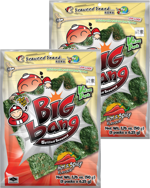 TAO KAE NOI 小老板 超級大海苔超值包 辣味, 50g, 2包