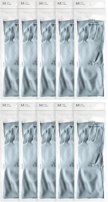 생활공작소 라텍스 고무장갑 일반형, 파스텔블루, 중(M), 10개