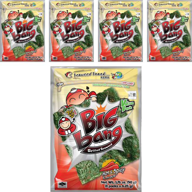TAO KAE NOI 小老板 超級大海苔超值包 辣味, 50g, 5包