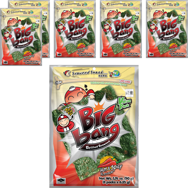TAO KAE NOI 小老板 超級大海苔超值包 辣味, 50g, 6包