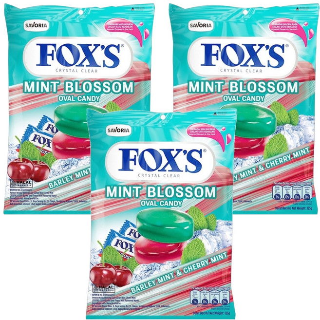 FOX'S 薄荷櫻桃風味糖, 125g, 3袋