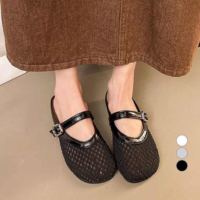 핑크썸 여성용 바비슈 망사 니트 메리제인 블로퍼 슬리퍼 뮬 ZWMM4340