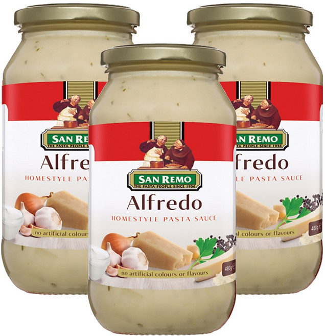 SAN REMO 頂級麵醬 義式白醬, 480g, 3罐