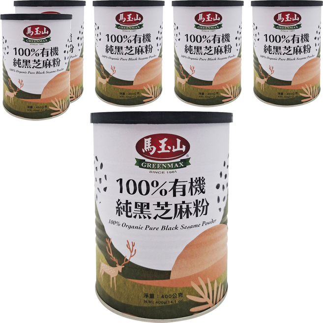 馬玉山 有機純黑芝麻粉, 400g, 6罐
