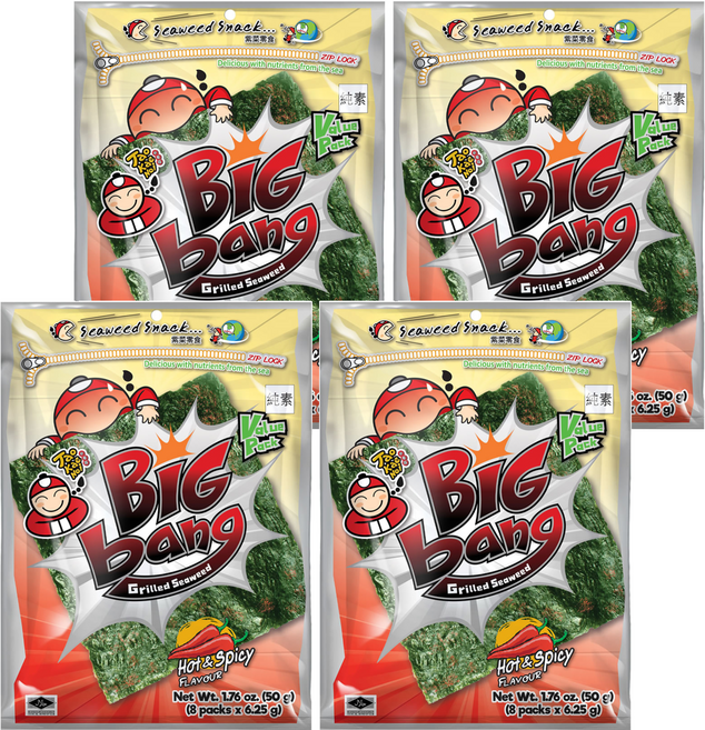 TAO KAE NOI 小老板 超級大海苔超值包 辣味, 50g, 4包