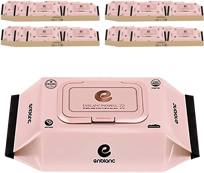 enblanc 輕柔木槿花 掀蓋型純水濕紙巾, 63gsm, 72張, 24包