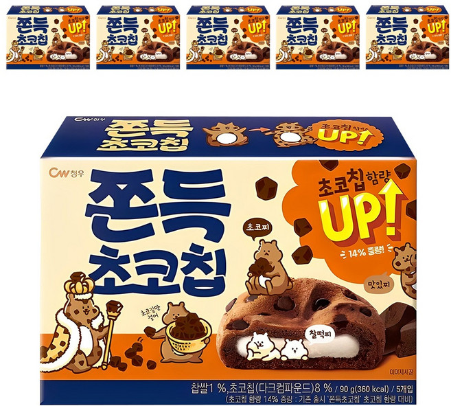 청우식품 쫀득 초코칩 5p, 90g, 6개
