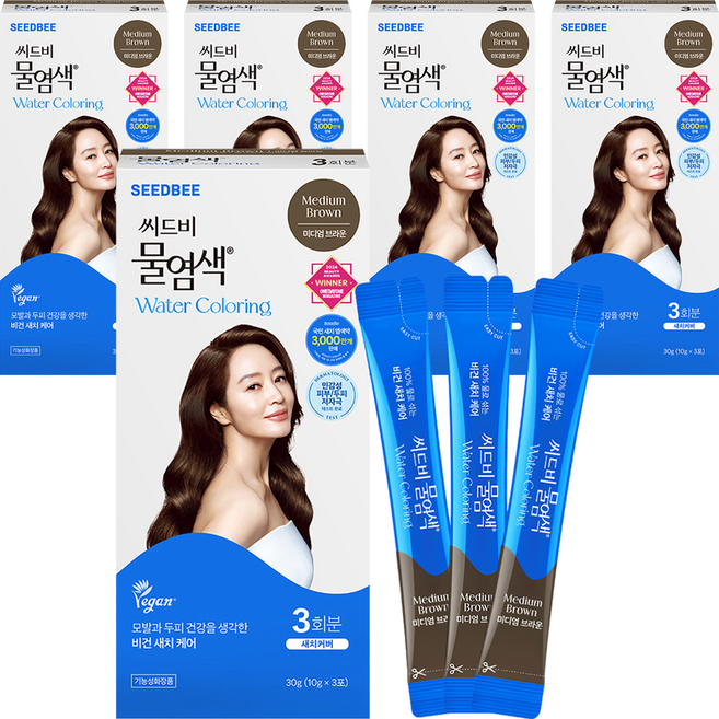 씨드비 물염색 3회분, 미디엄 브라운, 5개