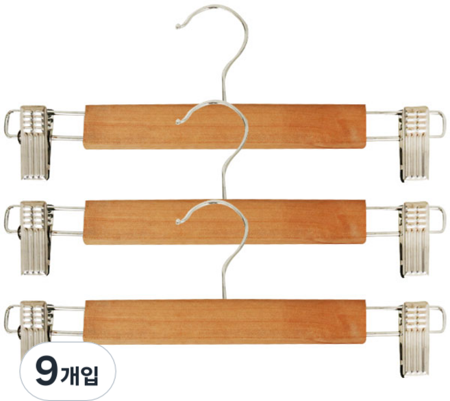 원목 바지걸이, 혼합 색상, 9개