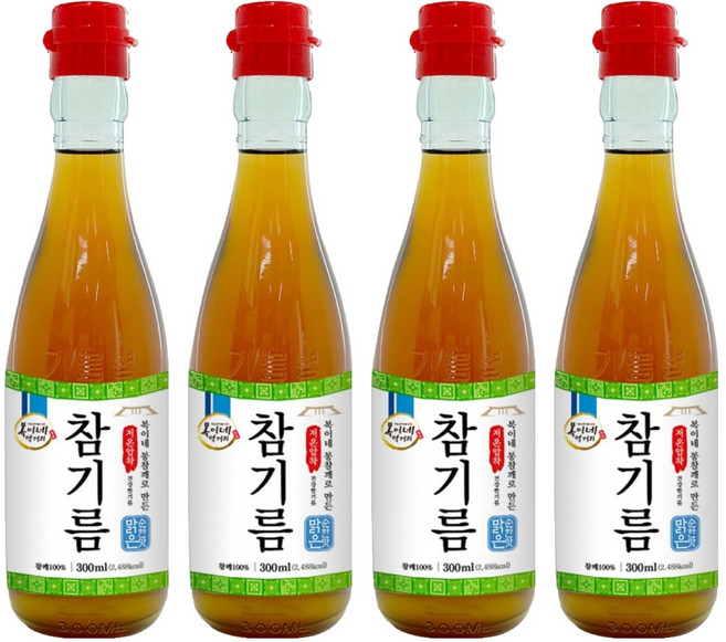 복이네먹거리 통깨로 만든 저온압착 순한맛 맑은 참기름, 300ml, 4개