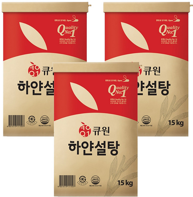 큐원 하얀 설탕, 15kg, 3개