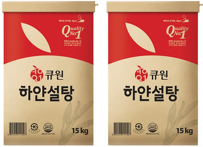 큐원 하얀 설탕, 15kg, 2개