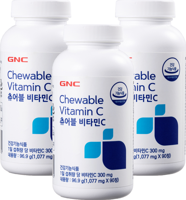 GNC 츄어블 비타민C 1077mg, 90정, 3개