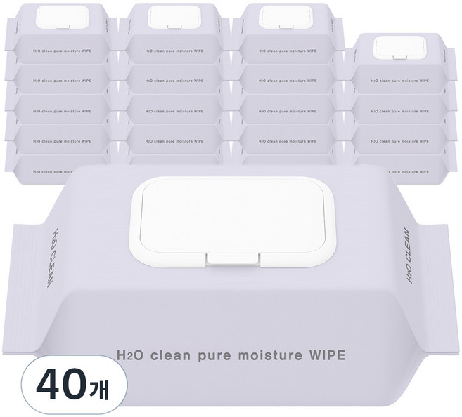 H2O클린 초순수 엠보싱 물티슈 캡형, 50g, 100매, 40개