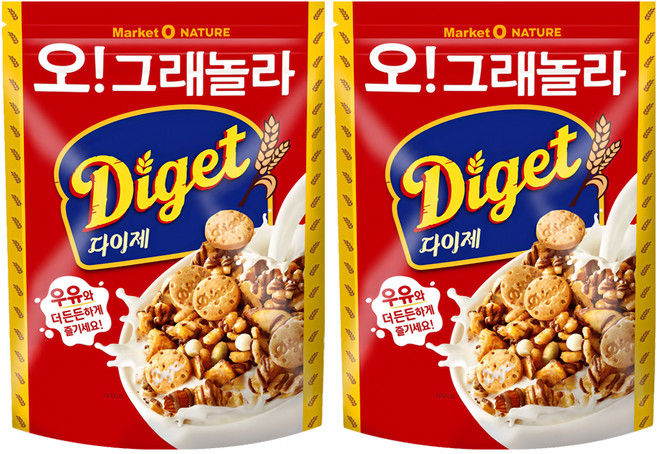 마켓오네이처 오 그래놀라 다이제 시리얼, 250g, 2개