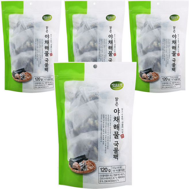 바다소리 맑은 야채해물 국물팩, 120g, 4개