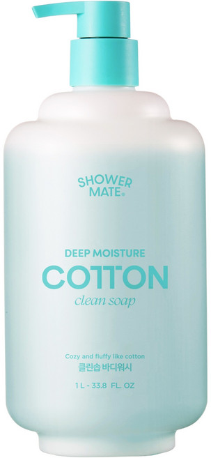 샤워메이트 딥모이스처 코튼 바디워시 클린솝향, 1L, 1개