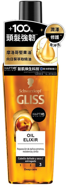 Schwarzkopf 施華蔻 GLISS 台灣公司貨 髮肌煥生潤澤髮油, 1個, 75ml