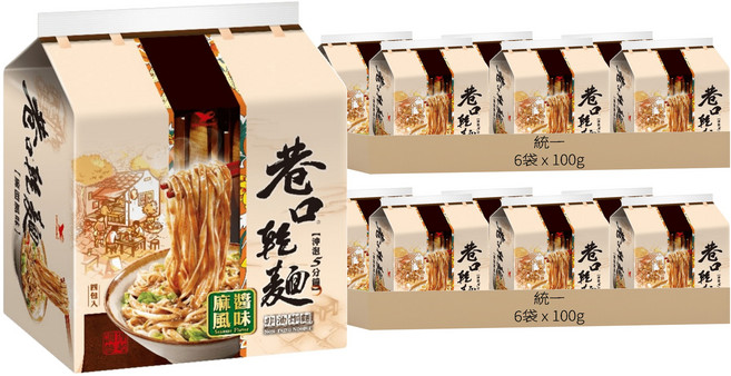 統一 巷口乾麵 麻醬風味 100g, 48包