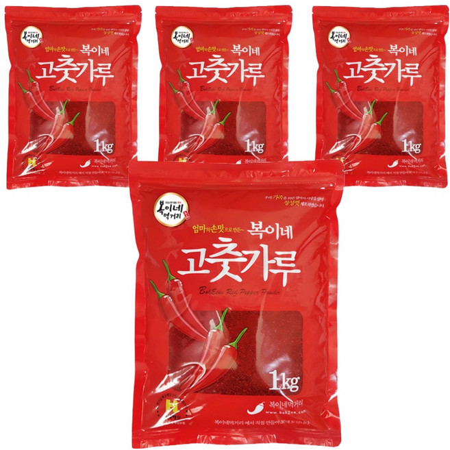 복이네먹거리 중국산 고춧가루 보통맛 김치용, 1kg, 4개