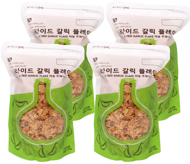 지엔엘커머스 프라이드 갈릭 플레이크, 500g, 4개