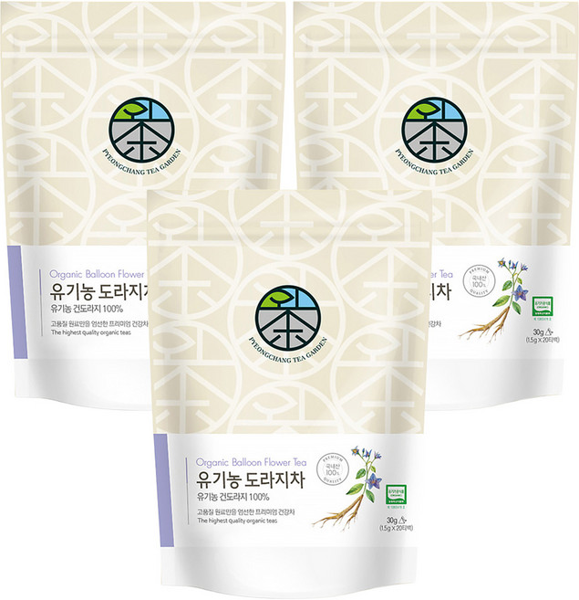 평창다원 유기농 도라지차 생분해 티백, 1.5g, 20개입, 3개