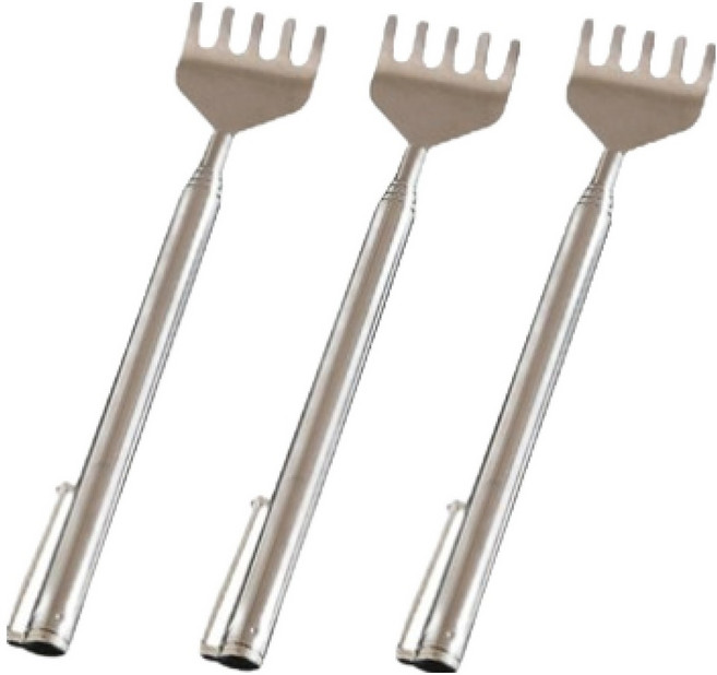 에스에스 5단 접이식 휴대용 스테인레스 효자손 50cm, 실버, 3개