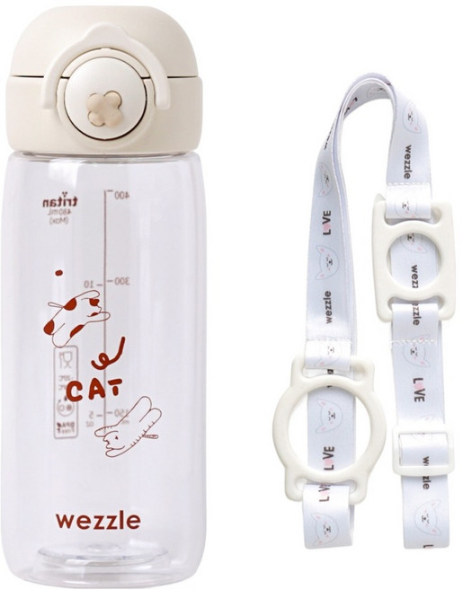 Wezzle Tritan 單鍵水瓶, 奶油白, 480ml, 1個